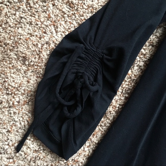 JM Collection ruched black open cardigan. - Picture 3 of 8